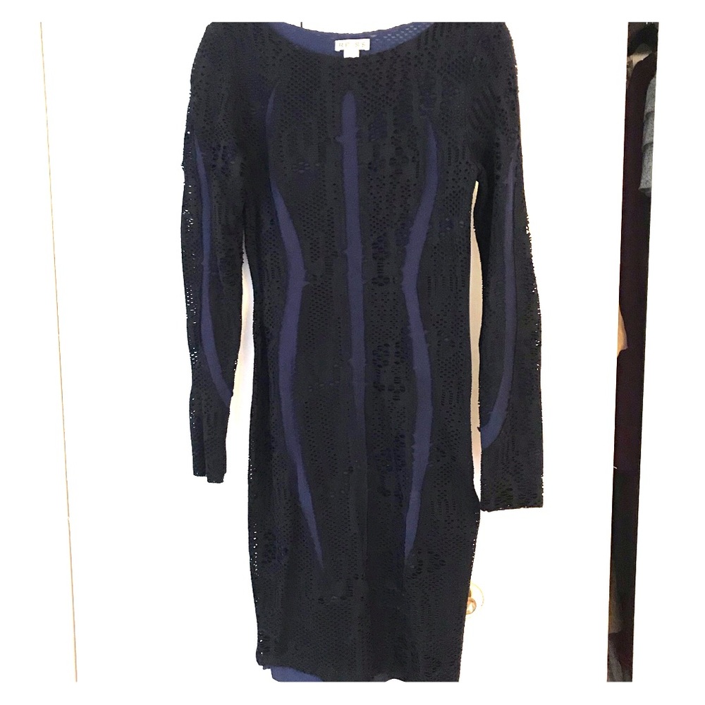 Reiss bodycon black and blue dress